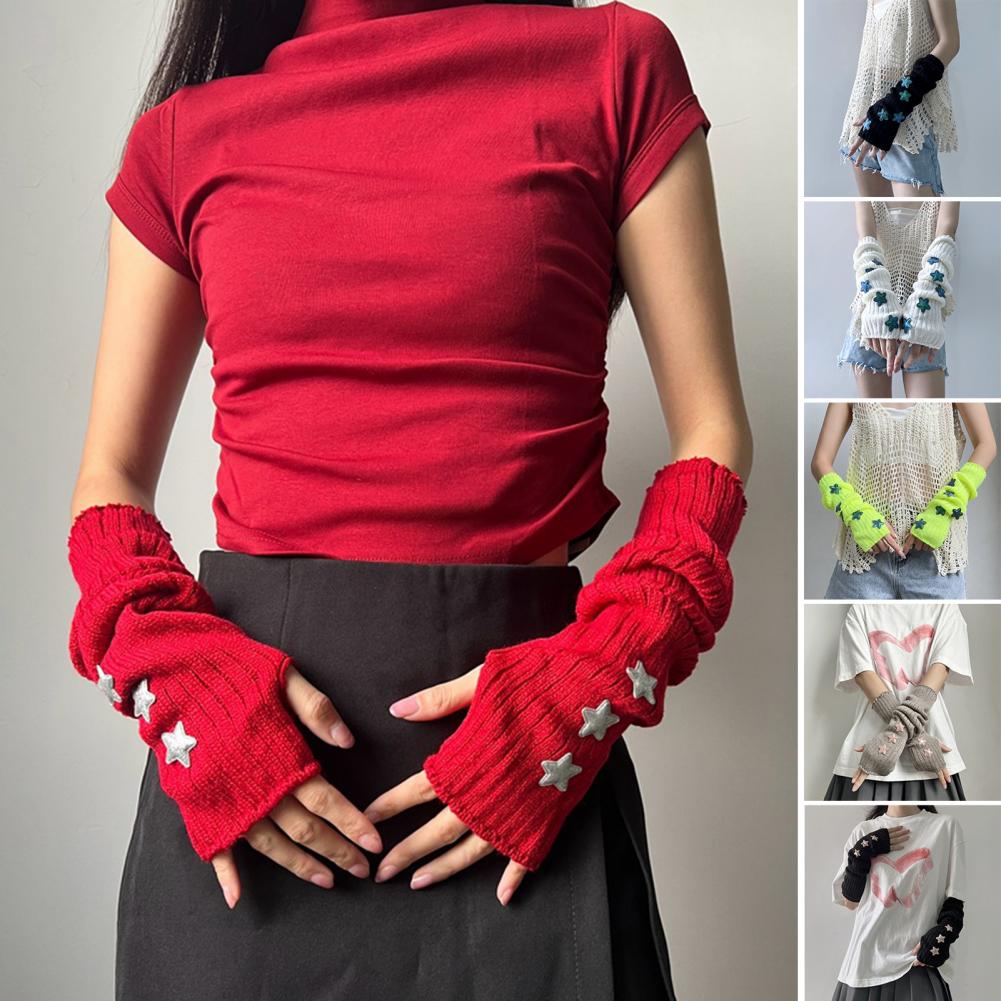 Women's Autumn Winter Warm Sta - Fingerless Glove Knit ulasan dan harga