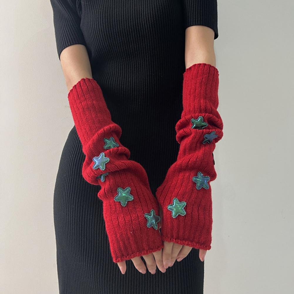 Women's Autumn Winter Warm Sta - Fingerless Glove Knit ulasan dan harga