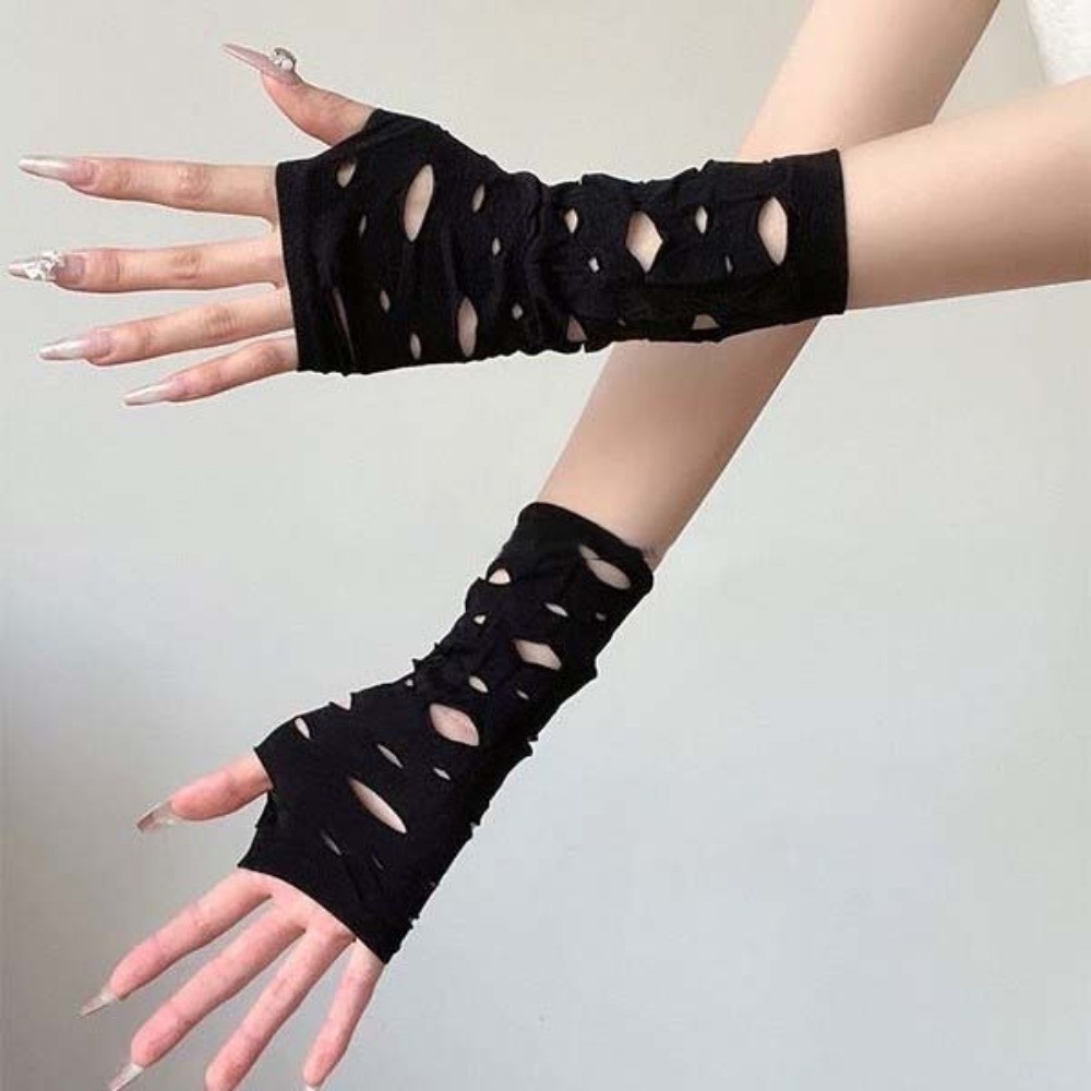 Sleeve Covers Ripped Arm Warme - Fingerless Glove Knit ulasan dan harga